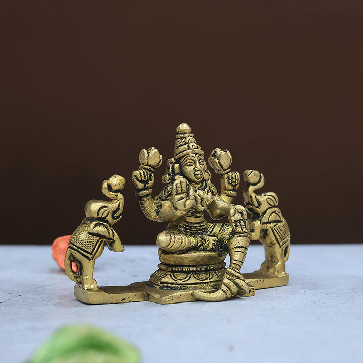2.5" Brass Gajalakshmi Antique Finish