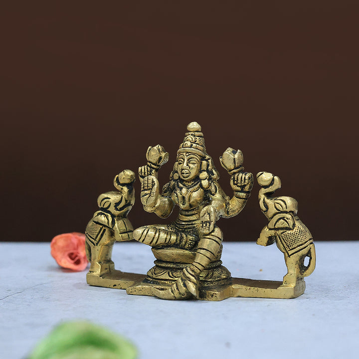 2.5" Brass Gajalakshmi Antique Finish