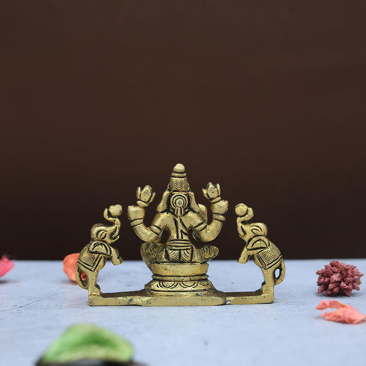 2.5" Brass Gajalakshmi Antique Finish