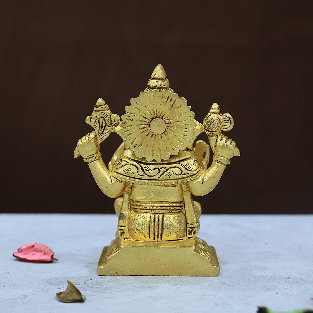 4.5” Serene Brass Square Base Ganesh Idol