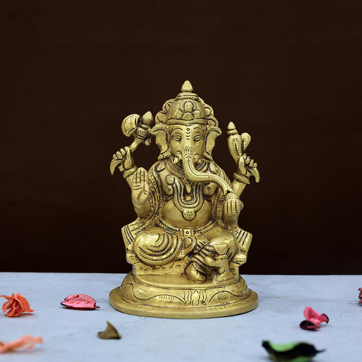 6” பித்தளை விநாயகர் சிலை அரை வட்ட அடித்தளம்