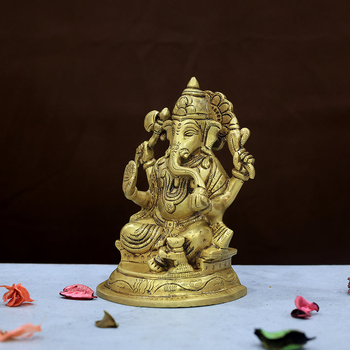 6” பித்தளை விநாயகர் சிலை அரை வட்ட அடித்தளம்