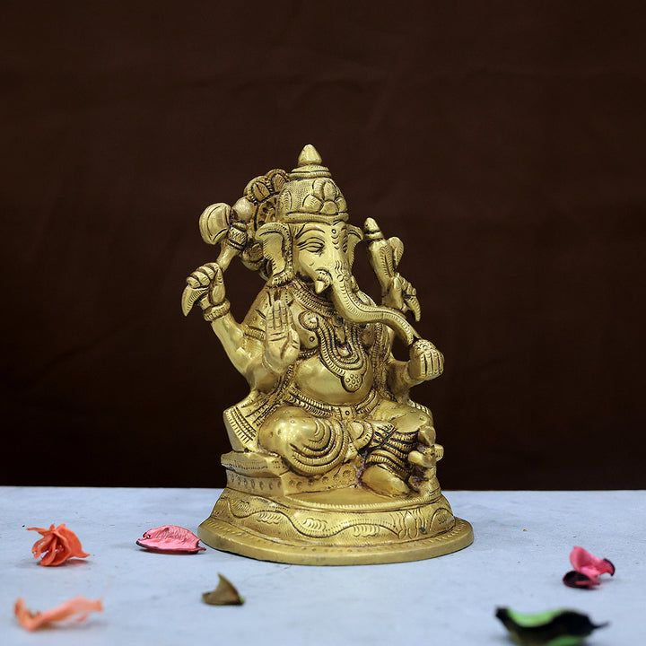 6” பித்தளை விநாயகர் சிலை அரை வட்ட அடித்தளம்