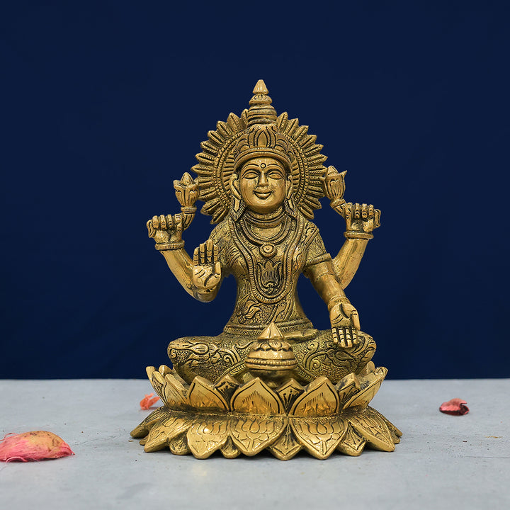 7.5" Brass Padma Lakshmi with  Lotus Base