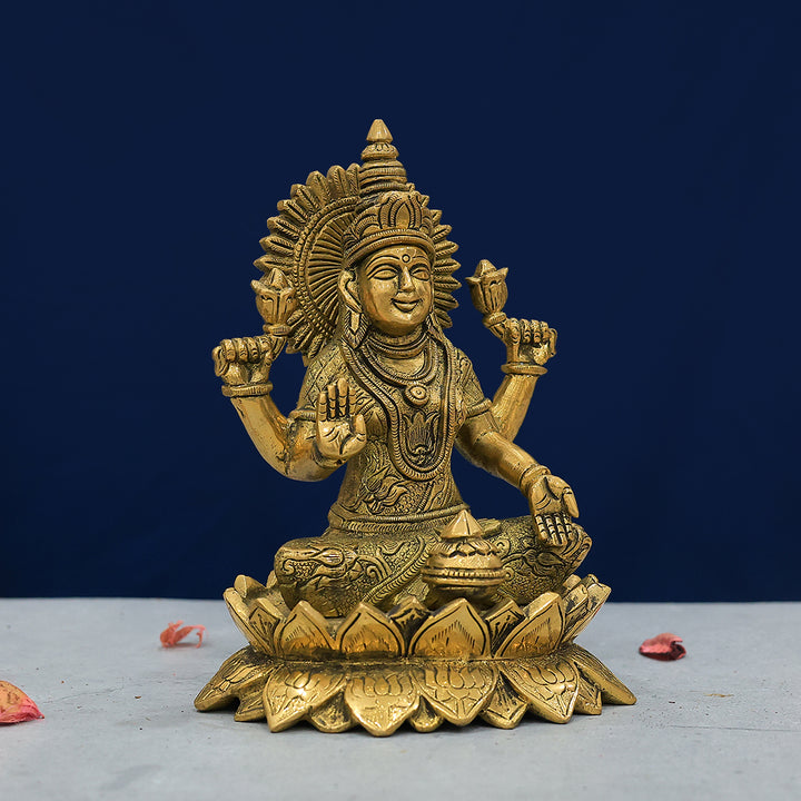 7.5" Brass Padma Lakshmi with  Lotus Base