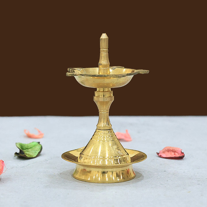 4.5" Brass Standing Lamp -  Udupi Deepa