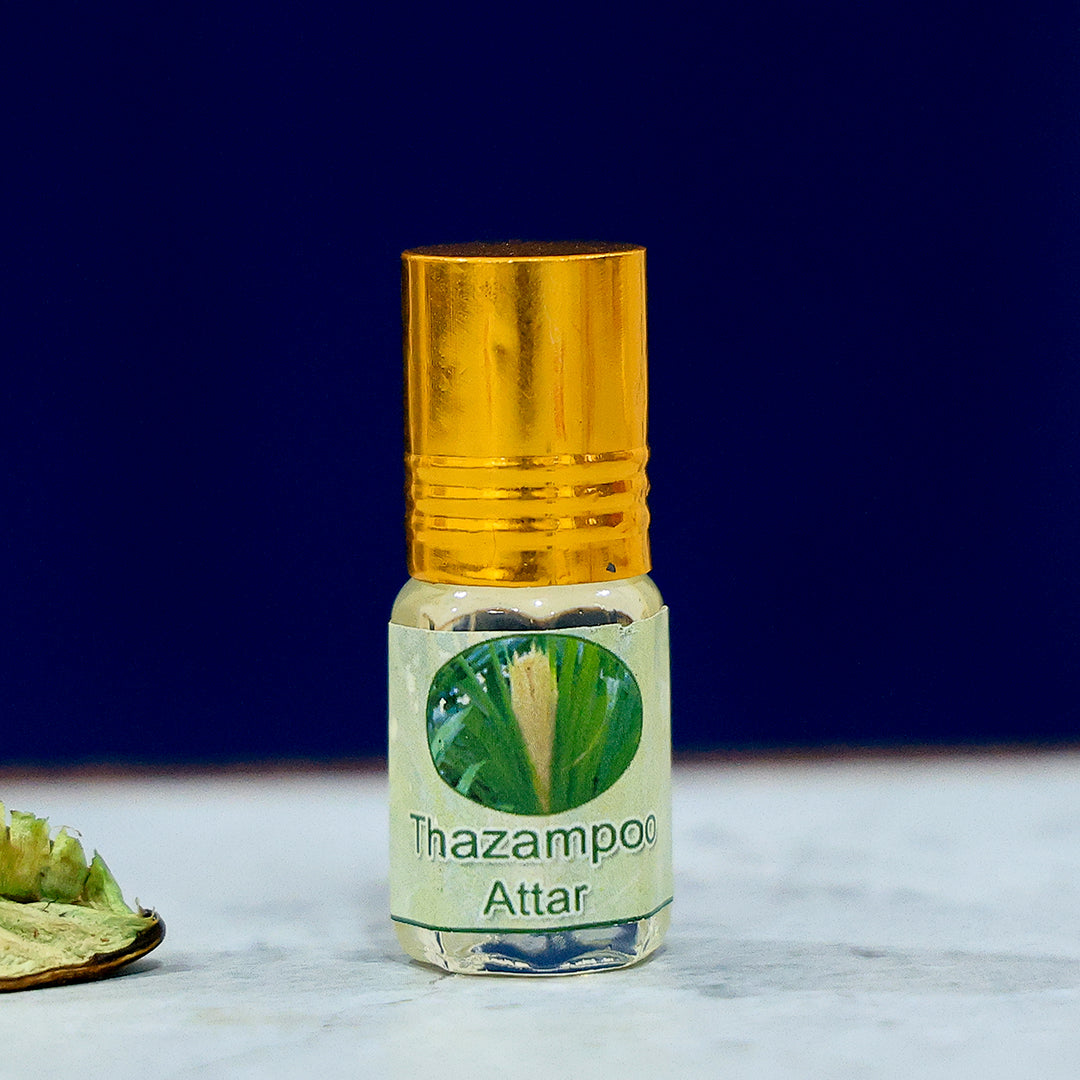 Sacred Trio: Thazhampoo, Parijatham, and Sandalwood Attar Pack (2ml each)