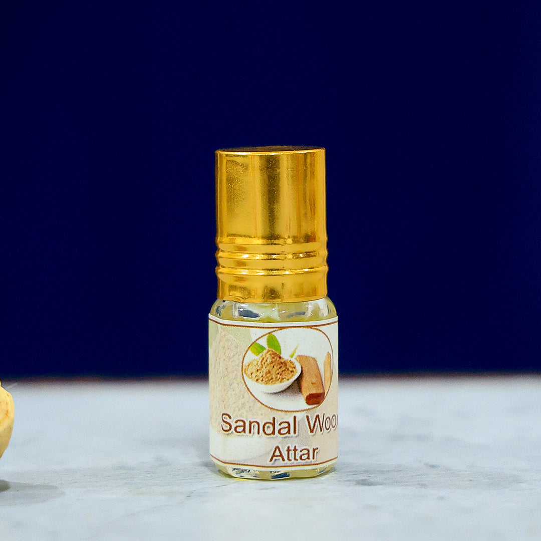 Sacred Trio: Thazhampoo, Parijatham, and Sandalwood Attar Pack (2ml each)