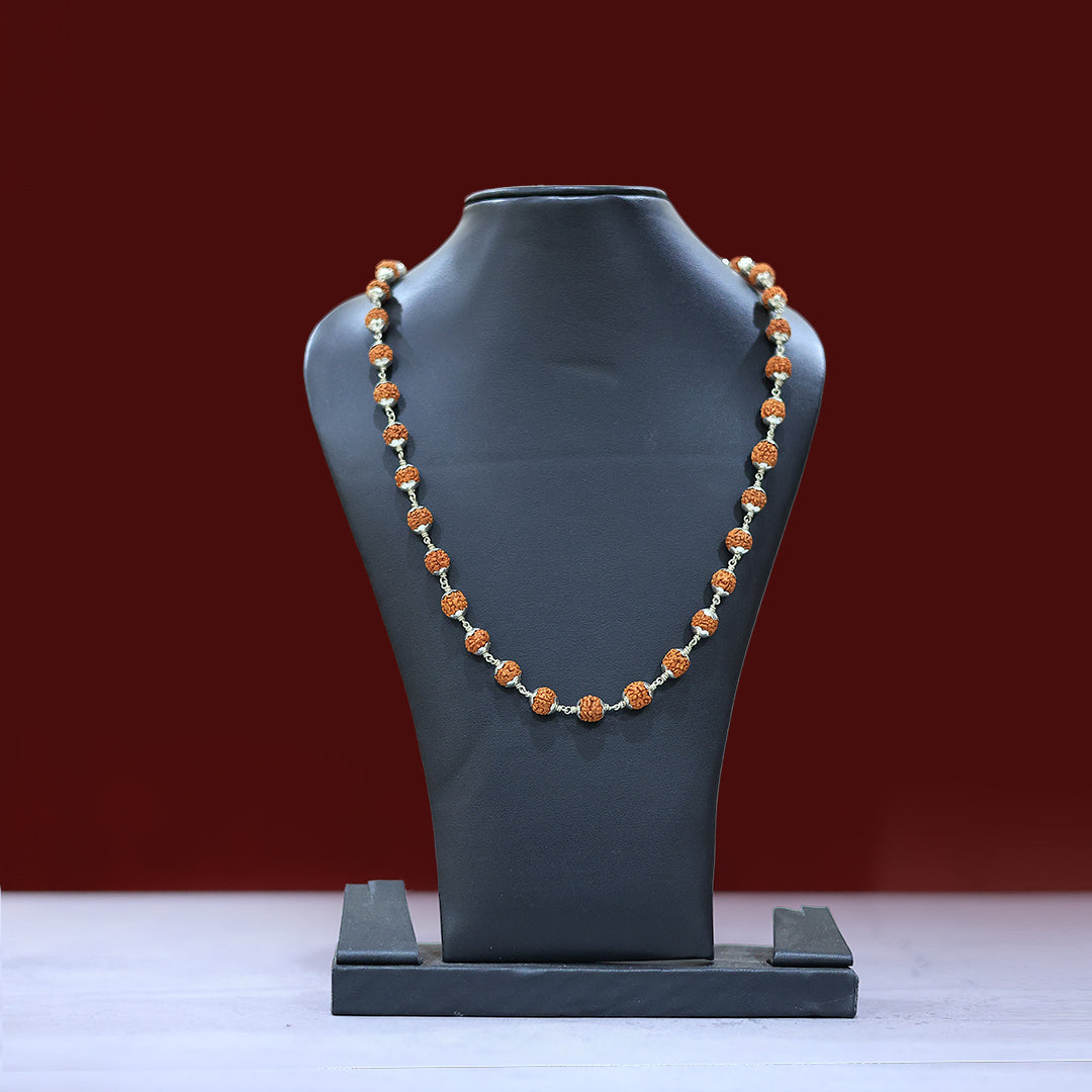 Rudraksha Mala With Silver Cappings