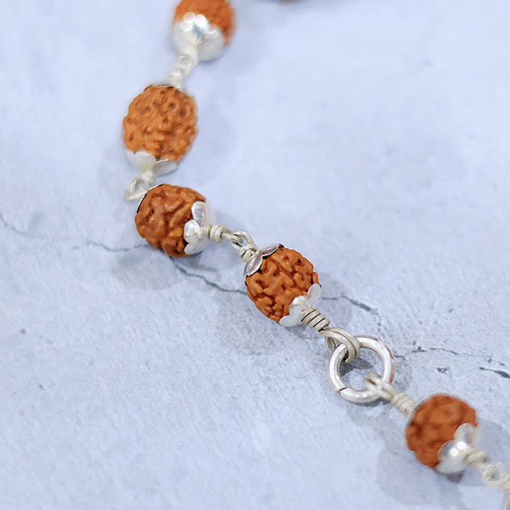 Rudraksha Mala With Silver Cappings