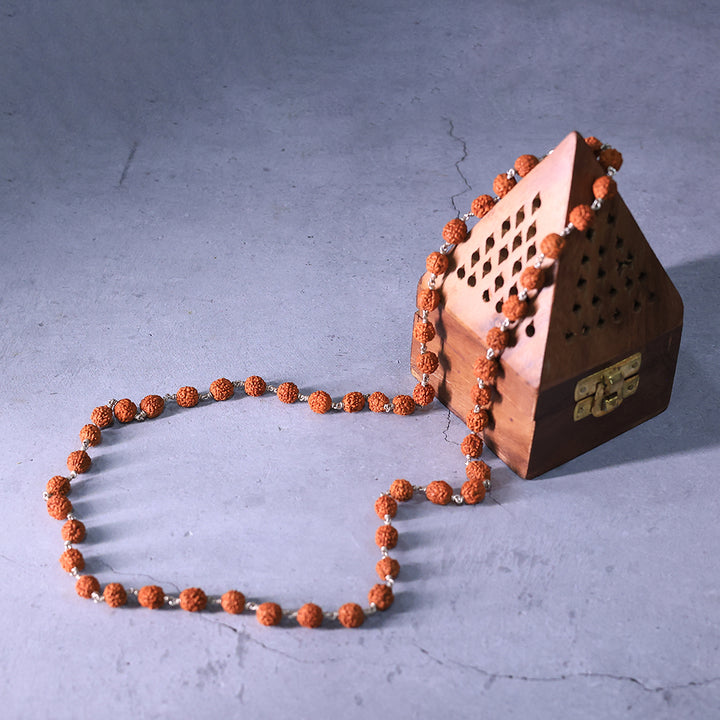 Rudraksha Mala With Silver Cappings
