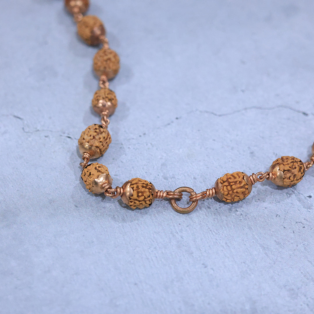 Rudraksha Mala With Copper Cappings