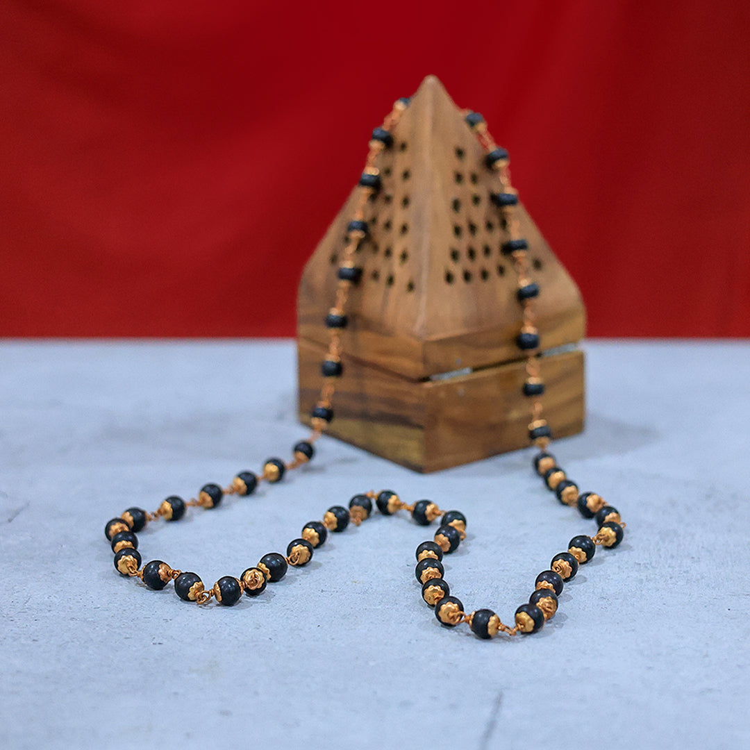 Karungali Mala-copper wire 8mm beads with cup