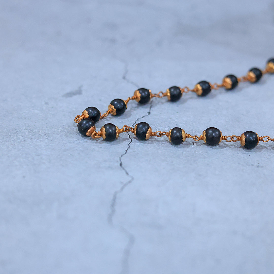 Karungali Mala-copper wire 8mm beads with cup