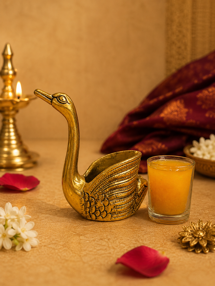 Golden Swan Decorative Candle Holder