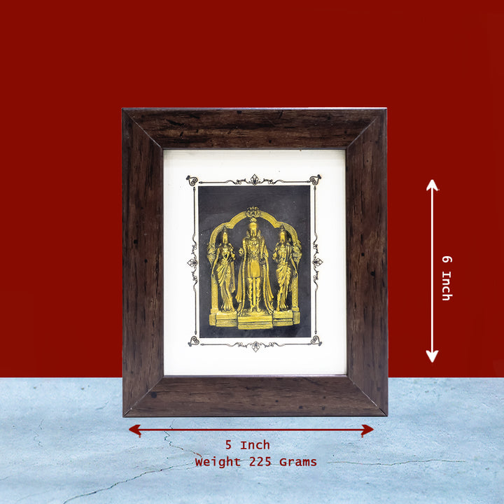 6" Murugar with Valli and Dheivanai Wooden Frame