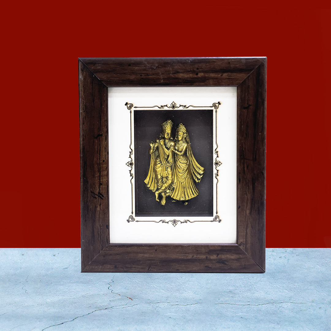 6" Radha Krishna Wooden Frame | Divine Love & Harmony