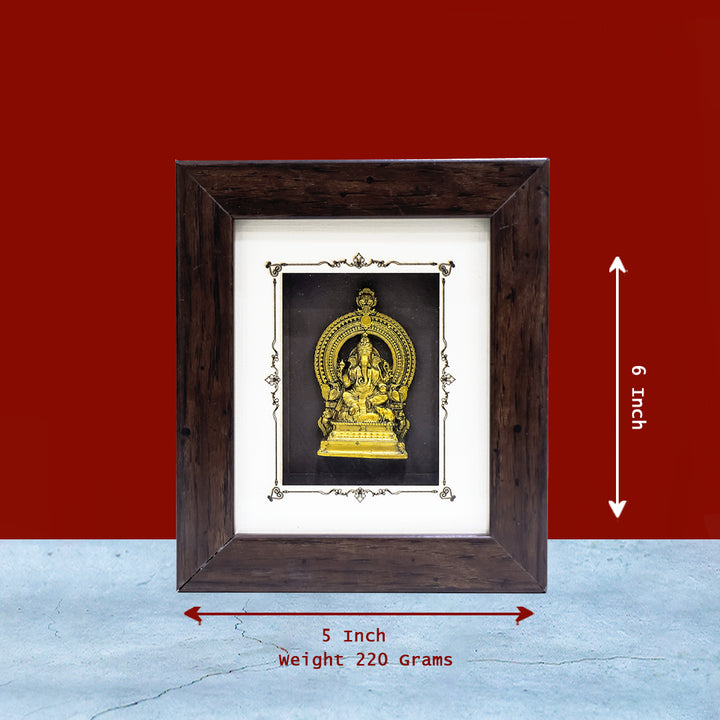 6" Ganesha Wooden Frame | Auspicious Blessings