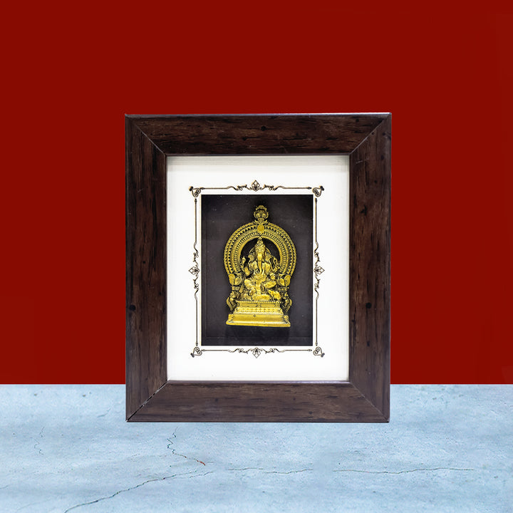 6" Ganesha Wooden Frame | Auspicious Blessings