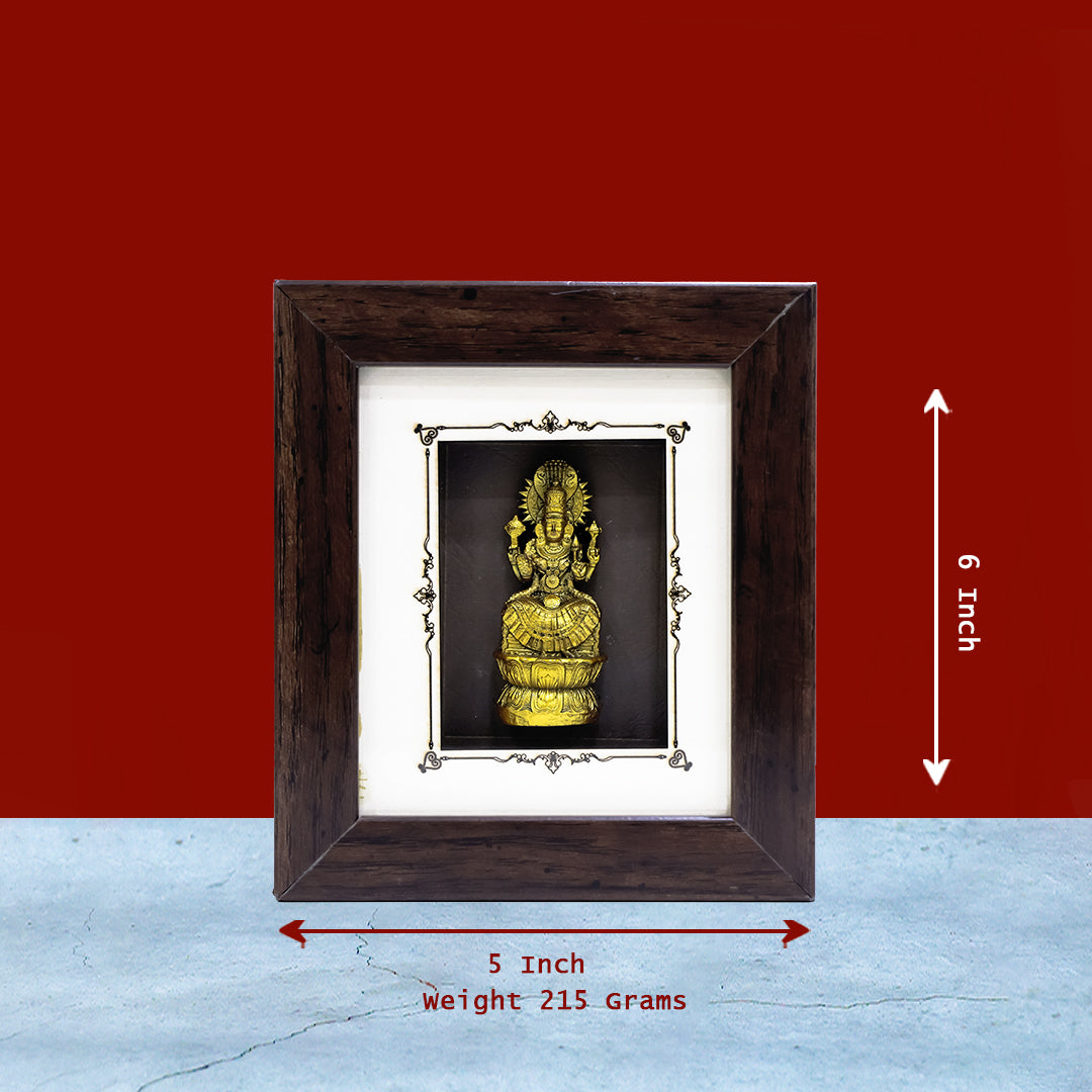 6" Lakshmi with Snake Wooden Frame | Symbol of Wealth & Protection