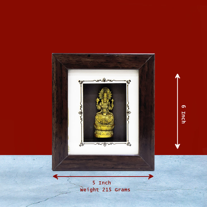 6" Lakshmi with Snake Wooden Frame | Symbol of Wealth & Protection