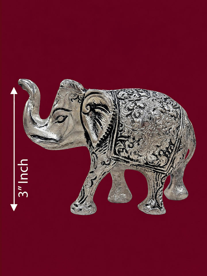 Metal Elephant Family Showpiece – Set of 3 Trunk Up Elephant Figurines