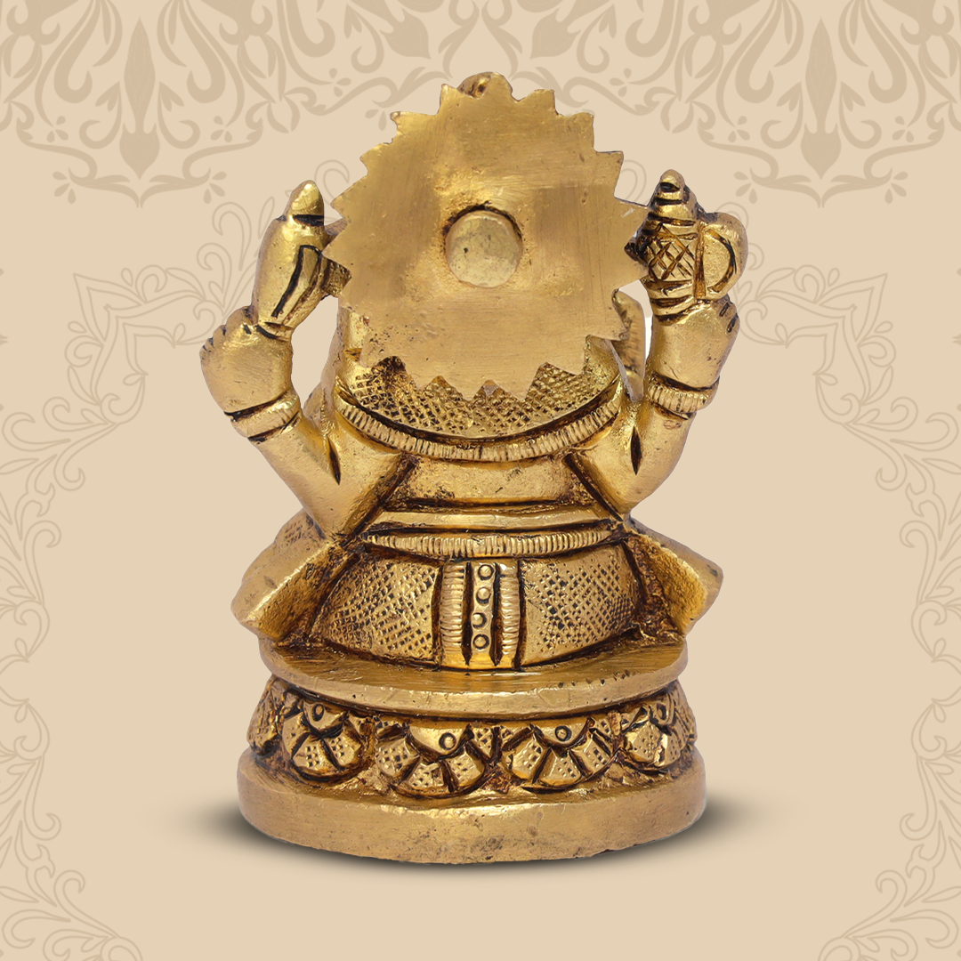 3" Brass Ganesh with round base