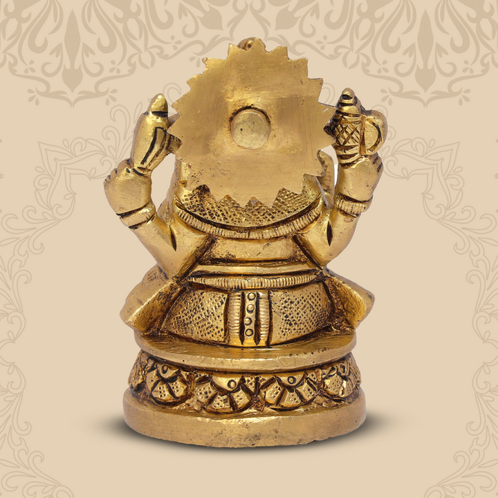 3" Brass Ganesh with round base