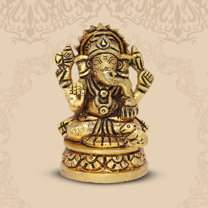 3" Brass Ganesh with round base
