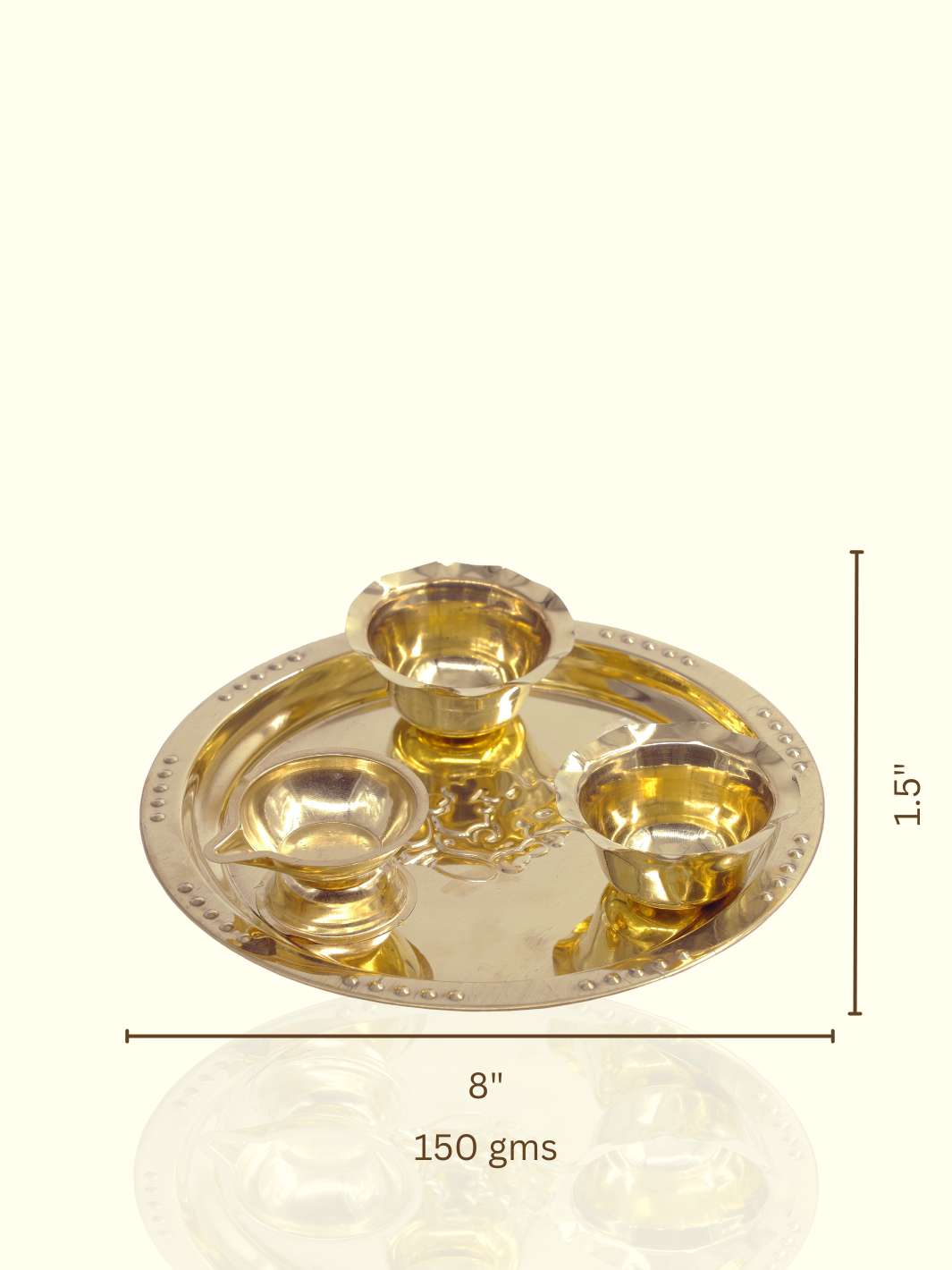 Brass Puja set with Deepa and Two Bowls - Sripuram Store