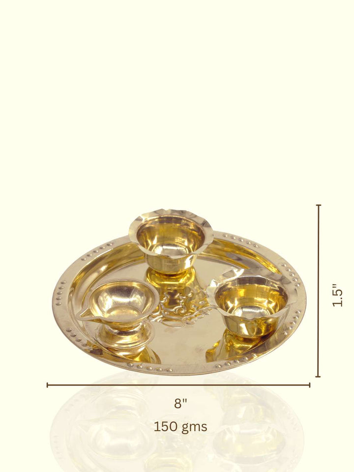 Brass Puja set with Deepa and Two Bowls - Sripuram Store