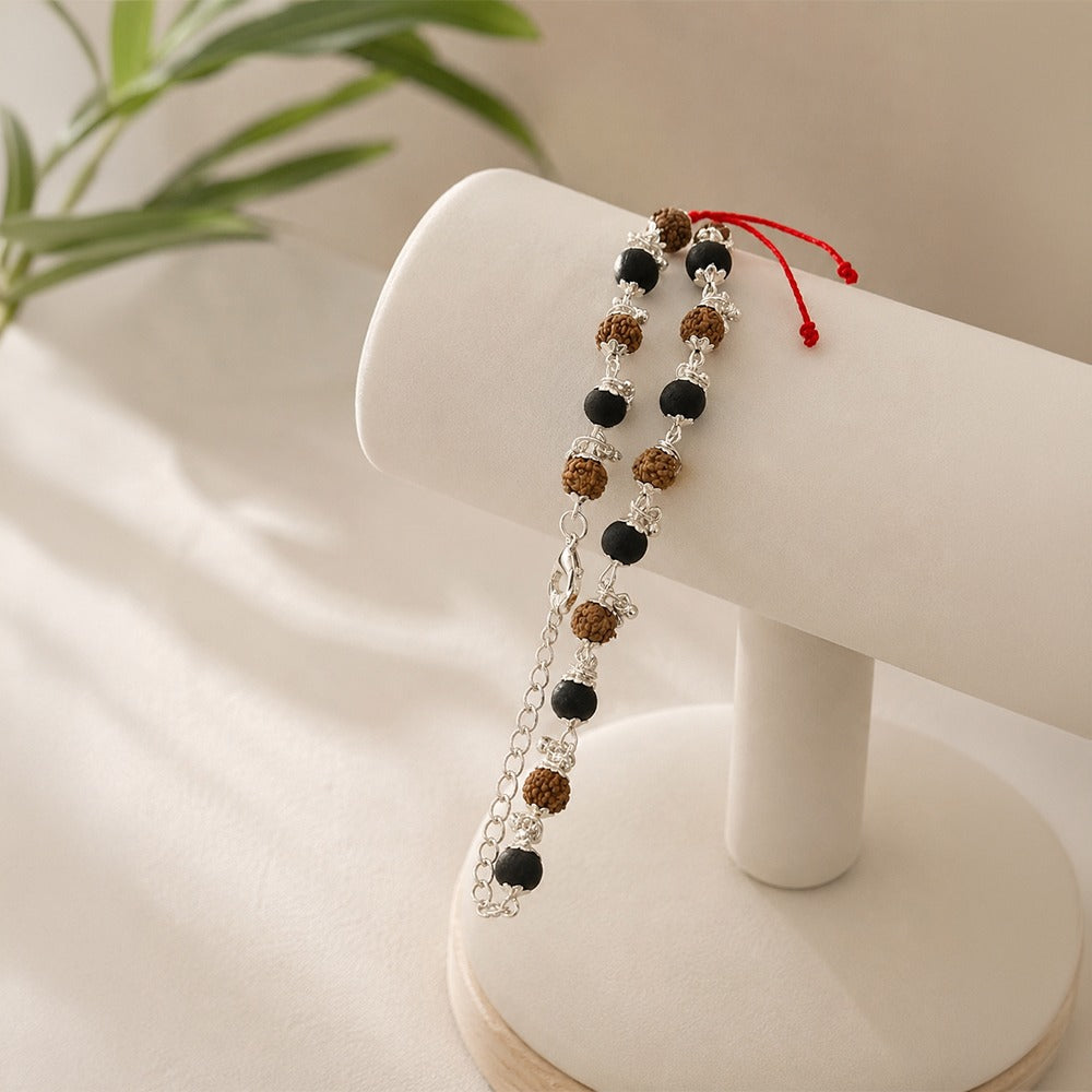Rudraksha Karungali Bracelet With Cappings