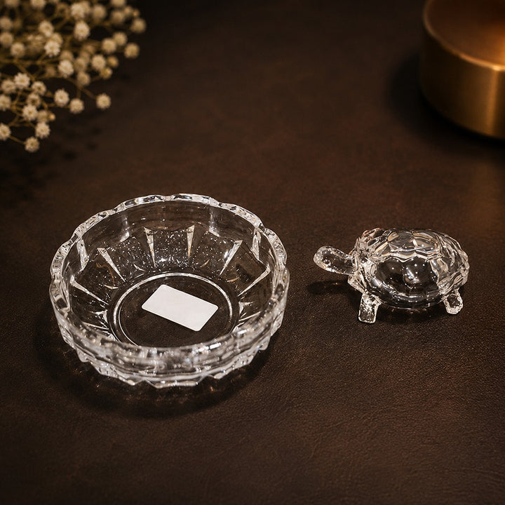 Crystal Tortoise Kachhua with Plate – Vastu Décor & Good Luck
