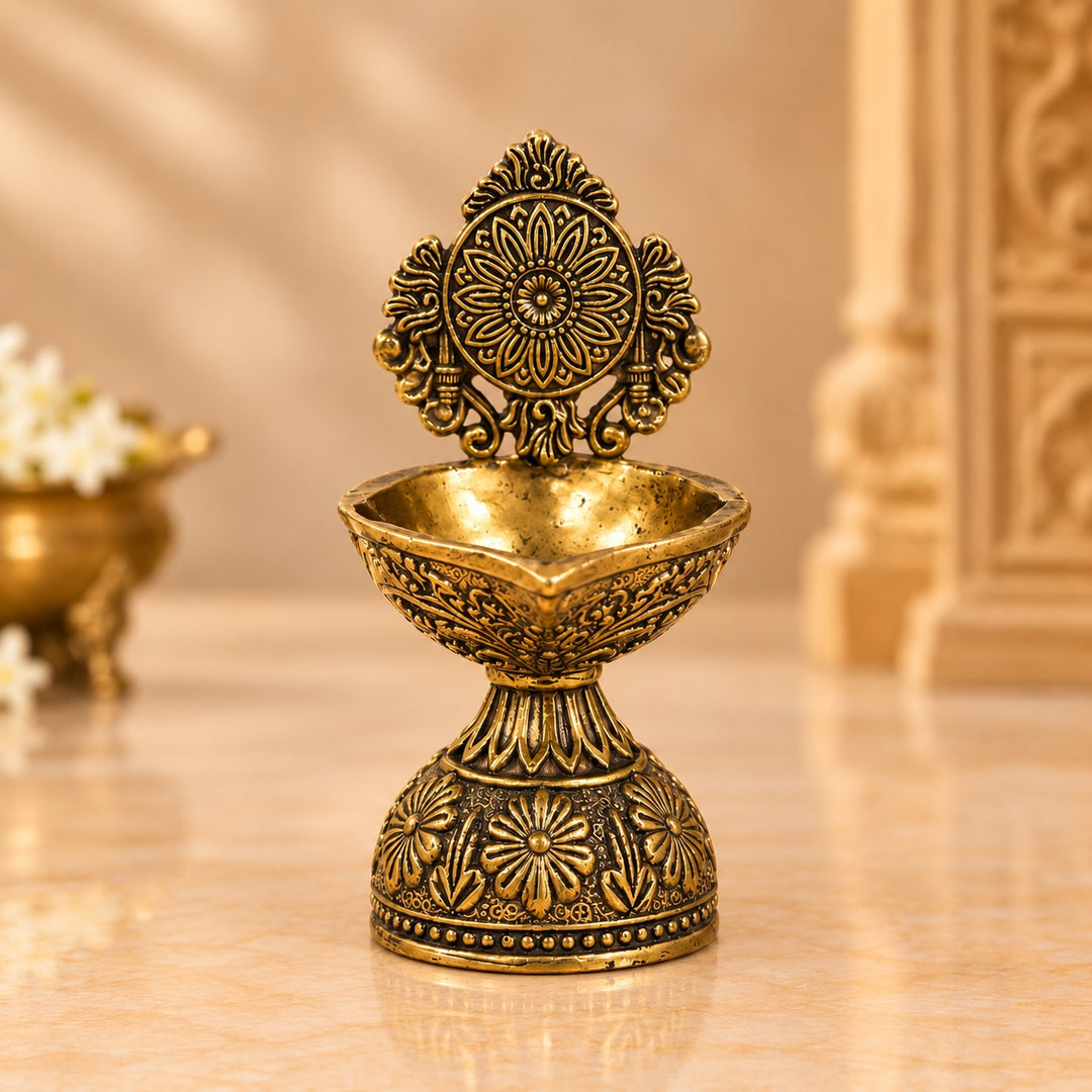 4" Antique Chakra Deepam