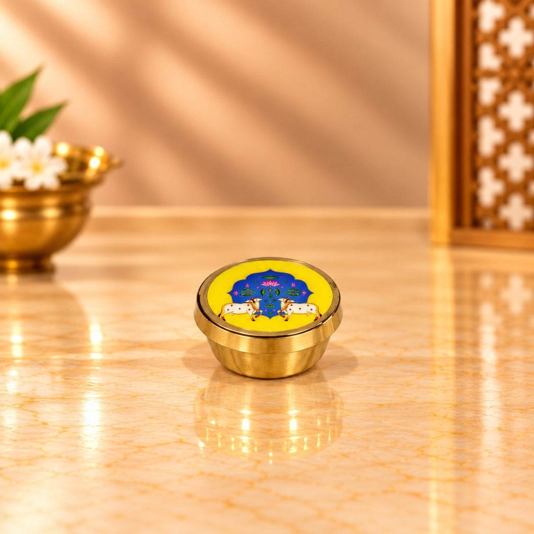 Kumkum Box with Cow Design