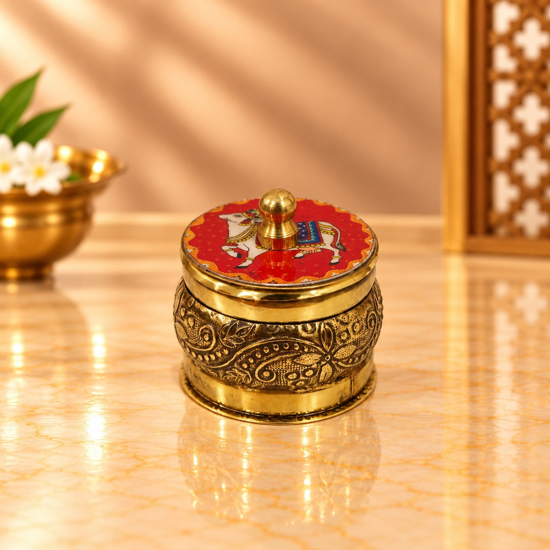 Kumkum Bowl with Cow Design