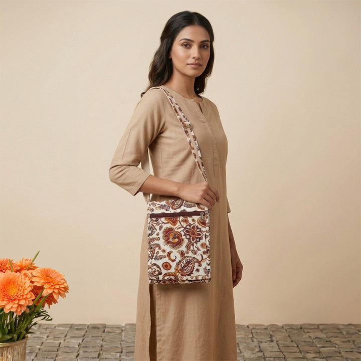 Printed Paisley Jute Sling Bag