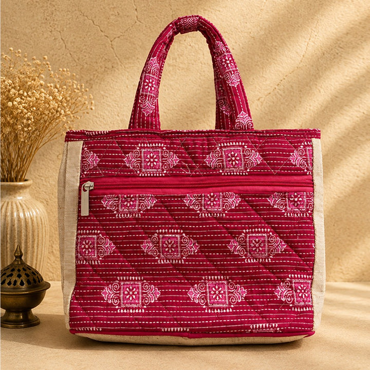Pink  Geometric Pattern hand bag