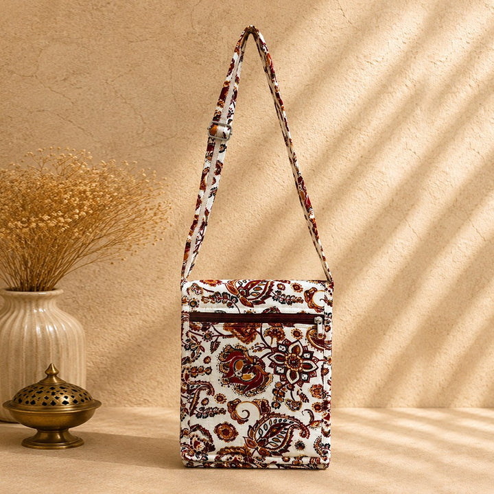 Printed Paisley Jute Sling Bag