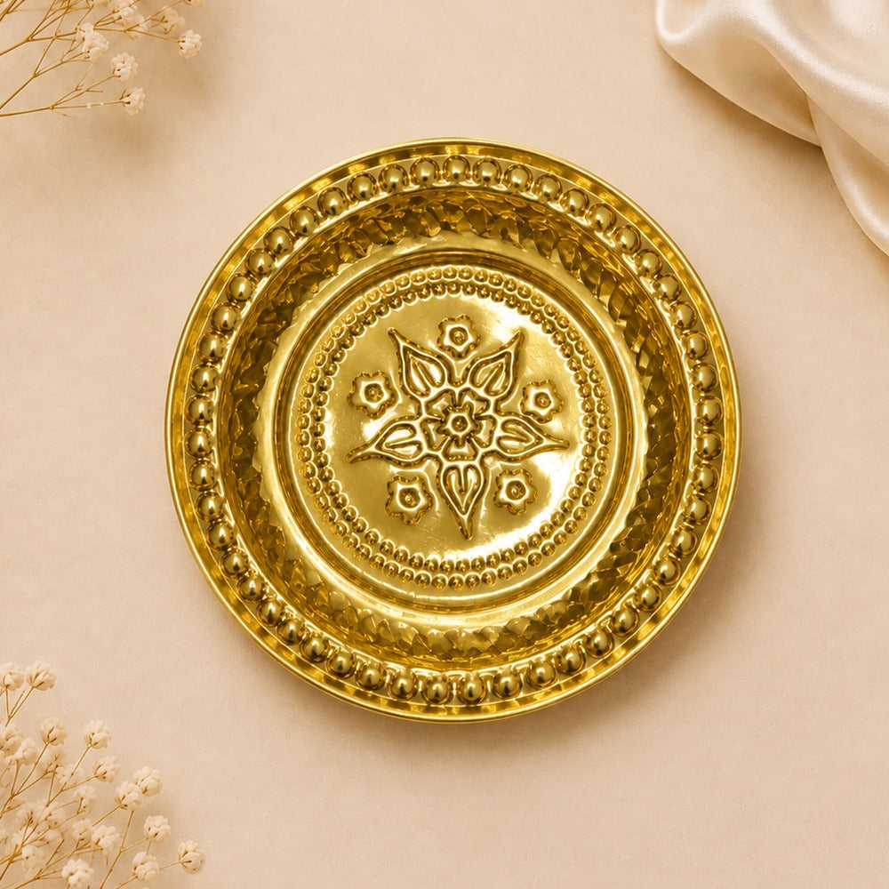 3.75" Brass Decorative Pooja Plate