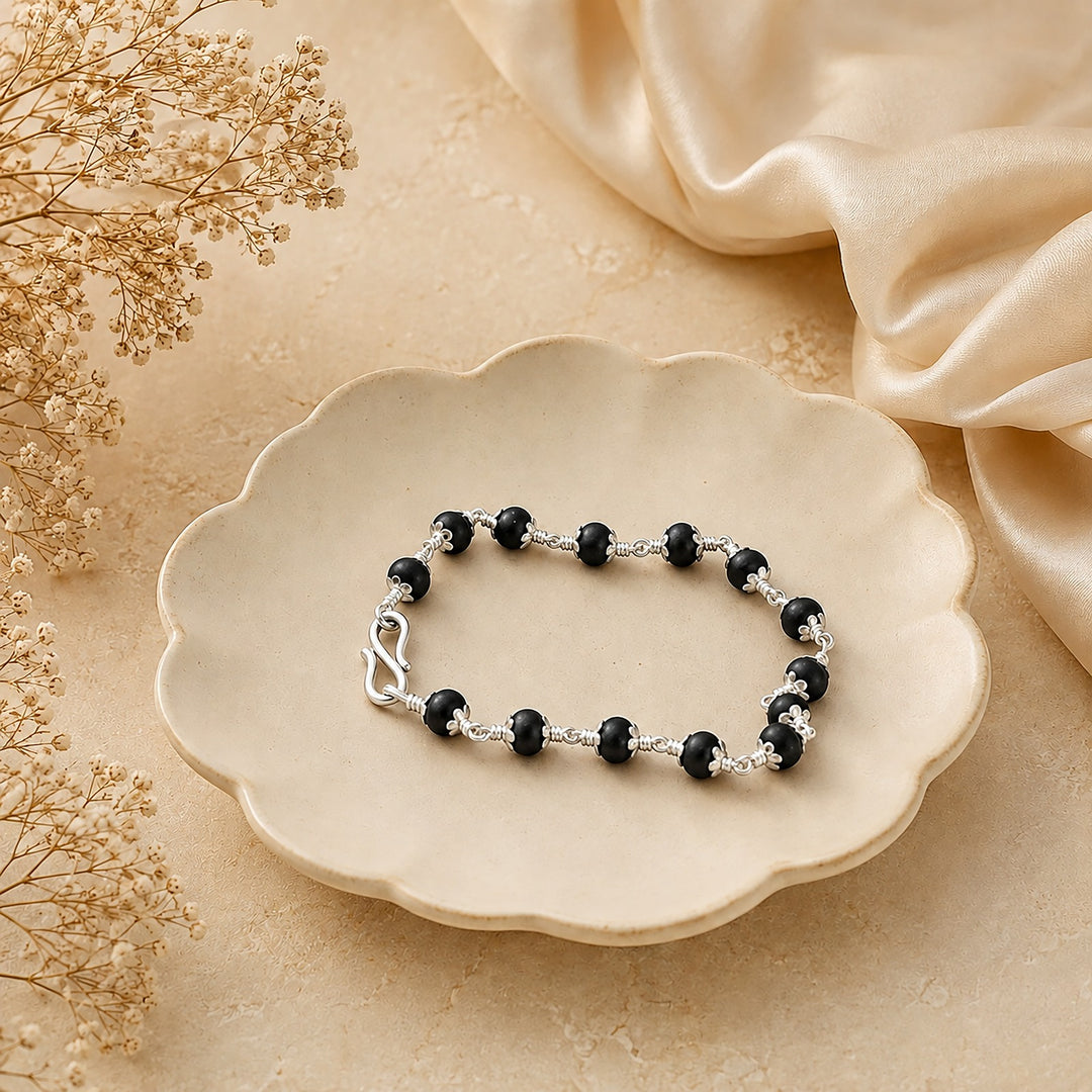 Silver Karungali Bracelet 8mm