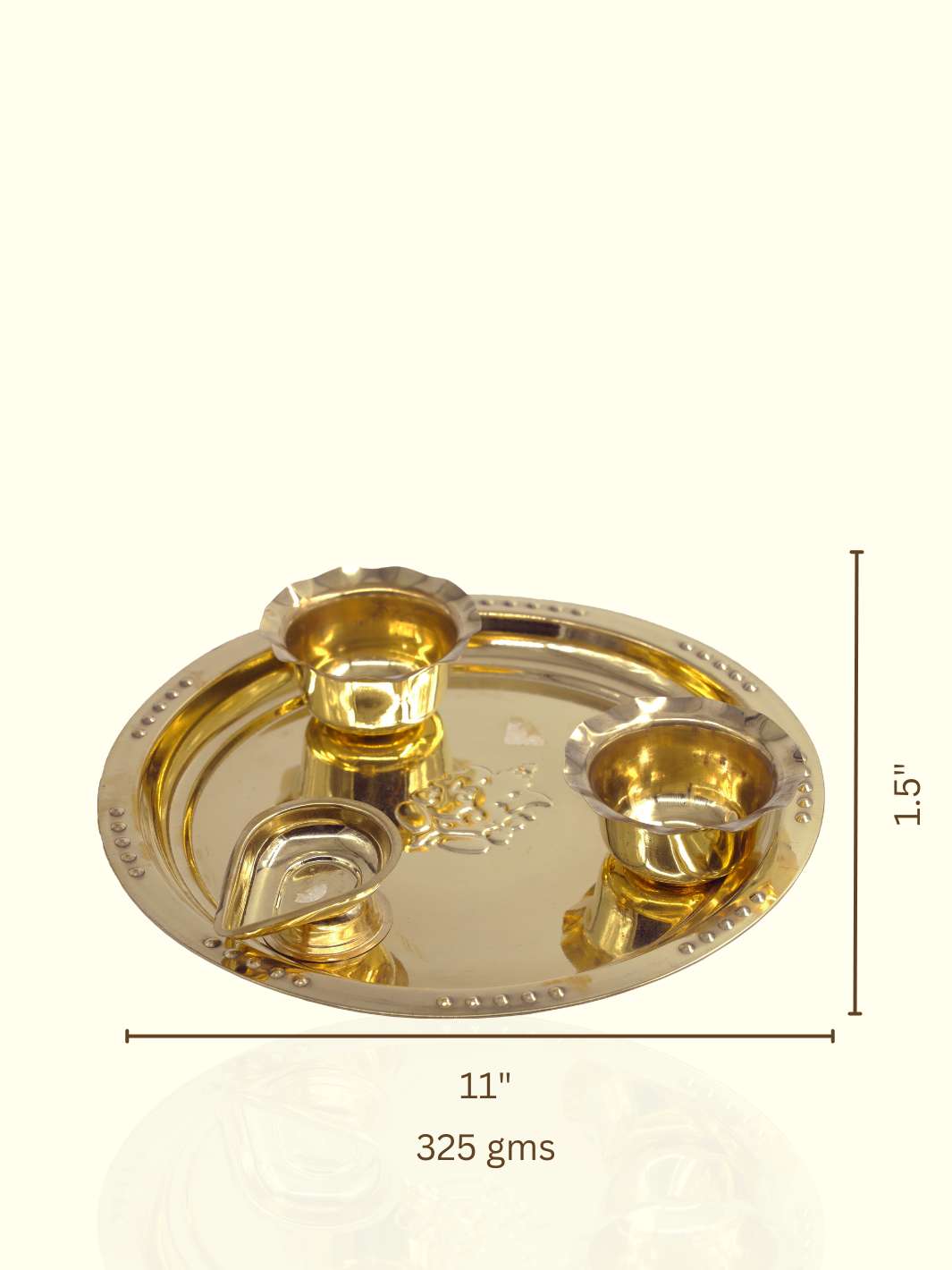 Brass Puja set with Deepa and Two Bowls - Sripuram Store